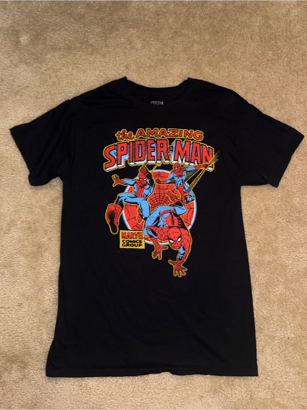 Marvel The Amazing Spider-Man Vintage Look Graphic T-Shirt Black Medium
